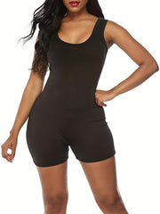 Scoop Neck Slim Romper Jumpsuit Sleeveless Casual Outfit