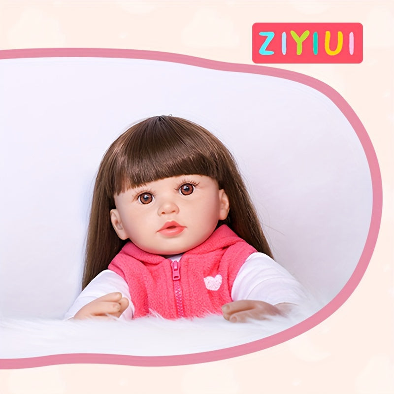 Rebirth Doll 55 Long Hair Girl Doll Toy Soft Newborn Baby Toy Birthday Gift