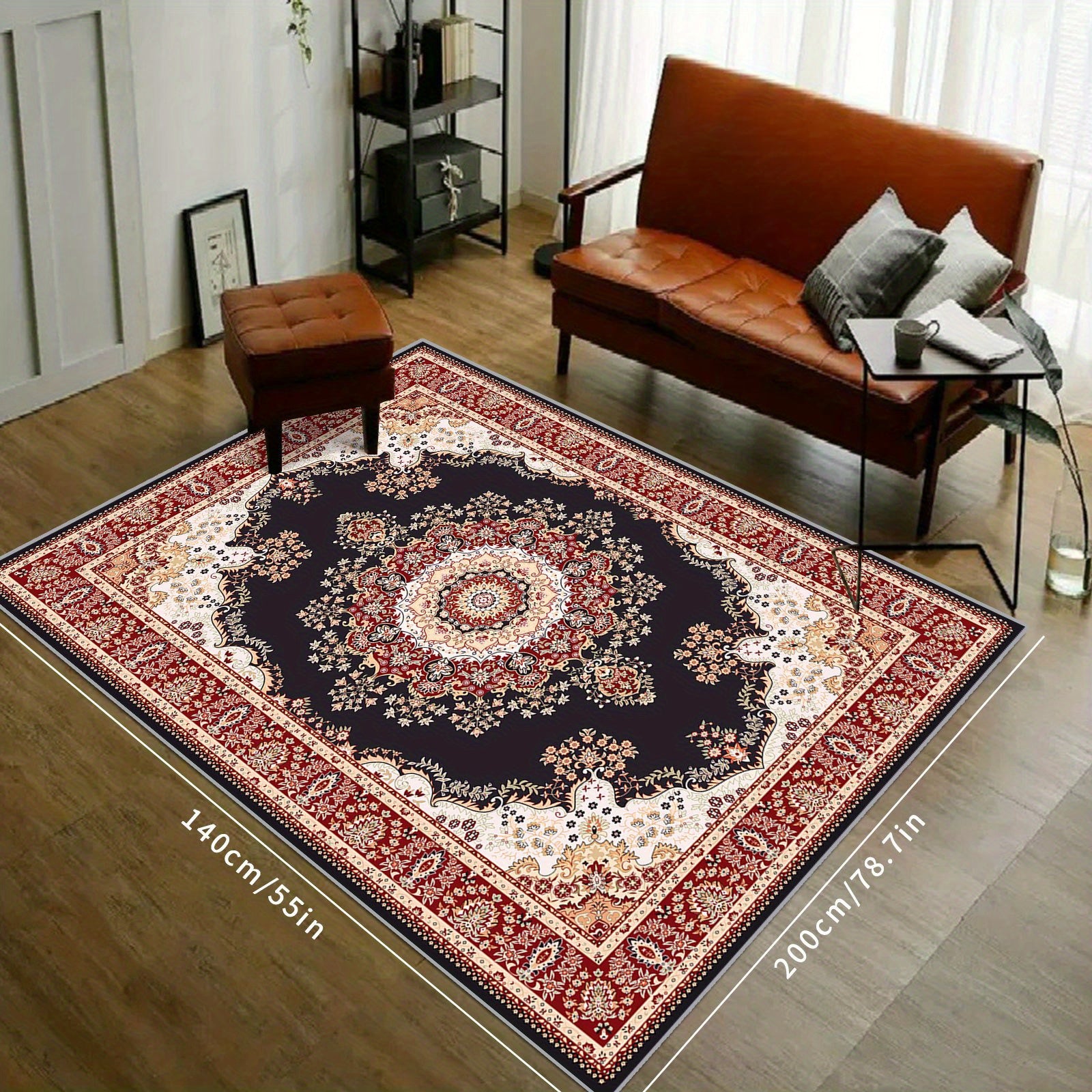Large Vintage Persian Area Rug Non slip TPR Backing for Living Room Bedroom