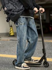 Men's Patchwork Denim Pants for Spring Summer