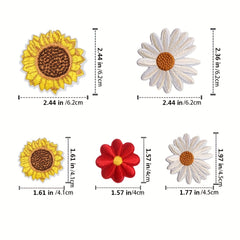 Sunflower Daisy Flower Patches Sew Iron On Embroidered Appliques DIY