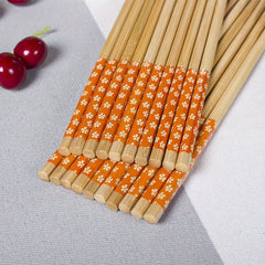 5 Pairs Bamboo Chopsticks Floral Print Chinese Style Tableware