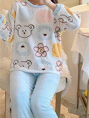 Warm & Bear Pattern Long Sleeve Pajamas