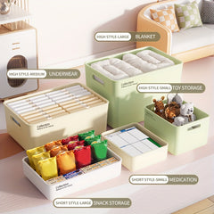 5pcs Stackable Plastic Storage Bins w/Lid - Room & Bathroom Decor