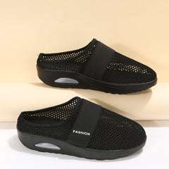 Women's Mesh Flat Shoes Slip On Breathable Casual Half Slippers