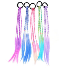 6pcs Colorful Braided Wigs Hair Ties Ponytail Accessories