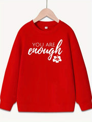 Girls Round Neck Sweatshirt Long Sleeve Top Pullovers