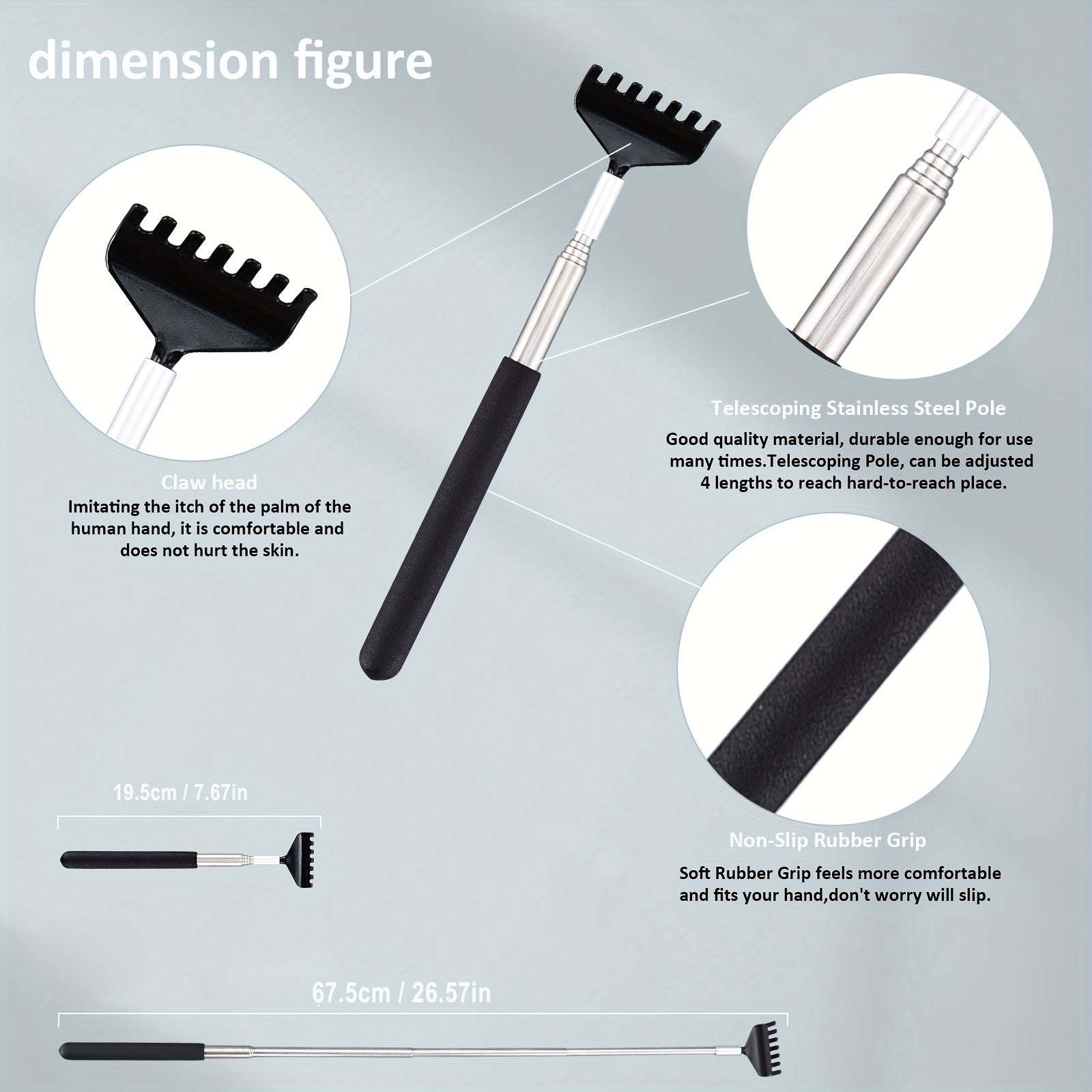 2pcs Back Scraper Retractable Steel Jaws With Gift Packaging