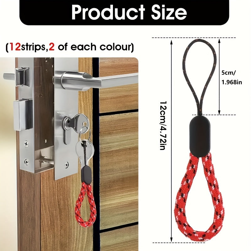 6pcs Adjustable Finger Wrist Strap Short Rope Colorful Nylon Strap