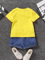 Boys Dinosaur T-Shirt & Denim Shorts Set