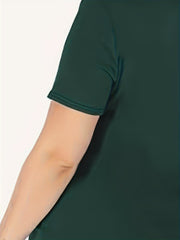 Solid Short Sleeve Round Neck Bodycon Midi Dress