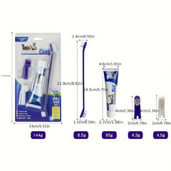 Pet Cleaning Set: Dog Toothpaste, Double-Headed Toothbrush, Finger Cover Brush