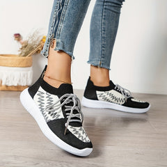 Women's Knit Sock Sneakers Breathable Mesh Lace Up Slip On Sports Shoes