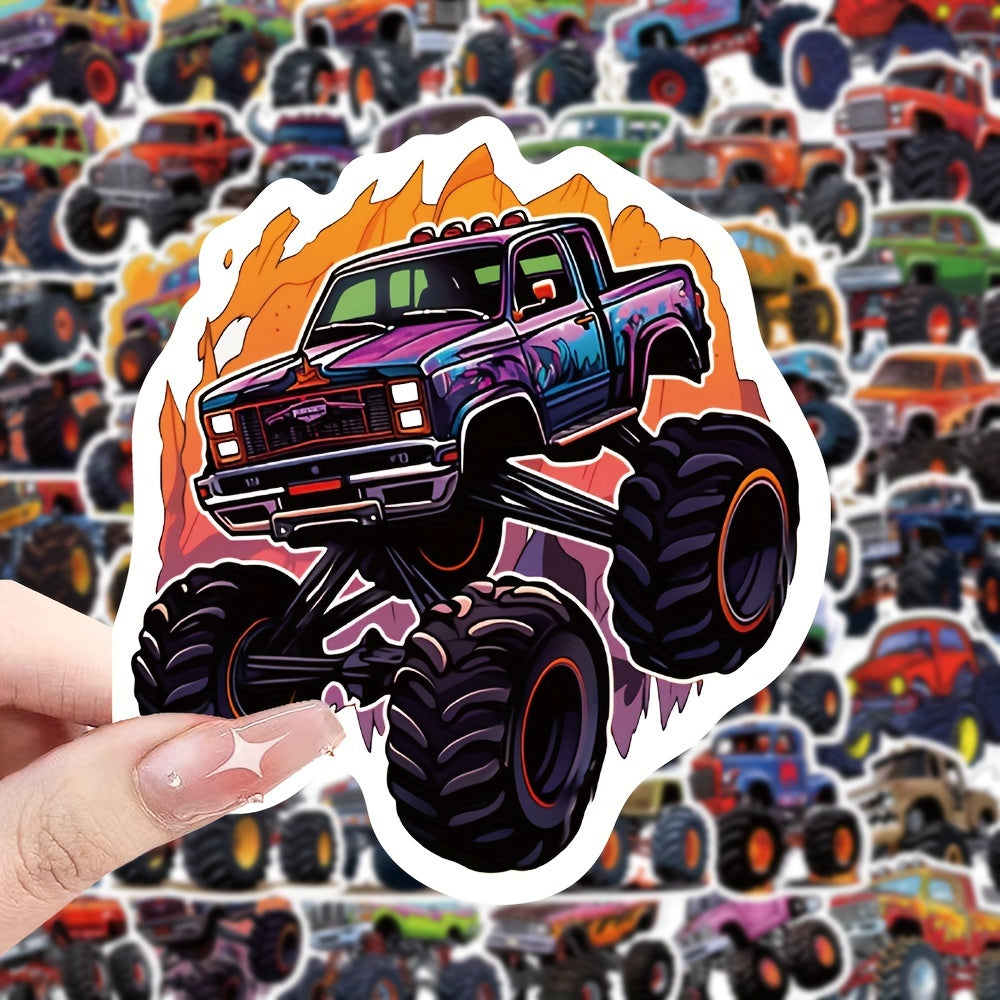 50pcs Monster Truck Series Waterproof Graffiti Stickers DIY Sticker Pack
