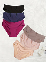 6pcs Seamless Solid Briefs Stretchy Panties Women's Lingerie