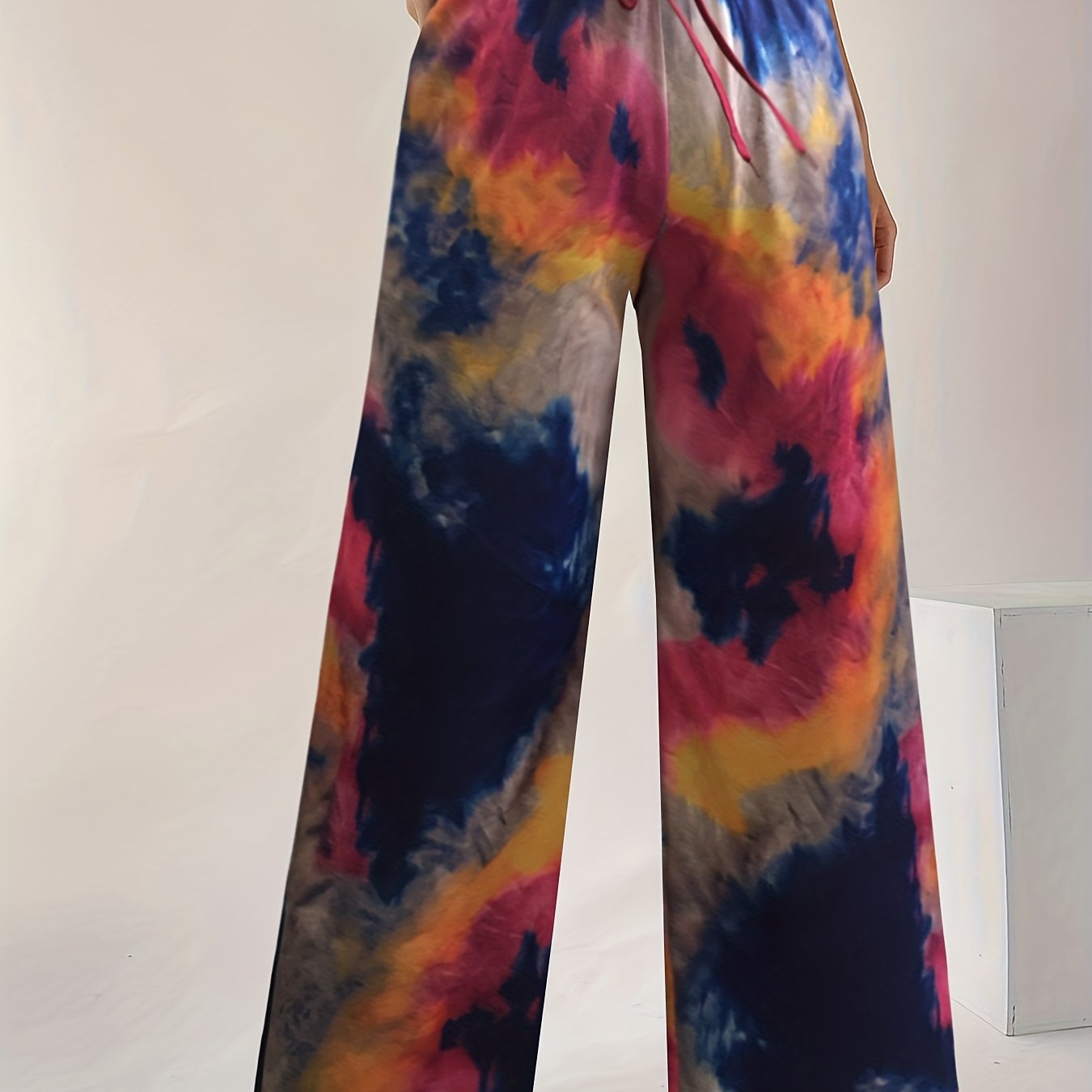 Tie Dye Wide Leg Running Pants with Pockets