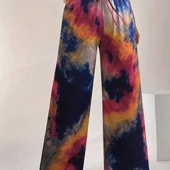 Tie Dye Wide Leg Running Pants with Pockets