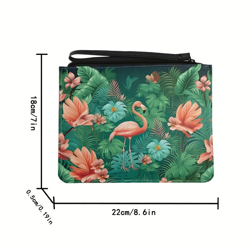 Jungle Flamingo Texture Clutch Bag Soft Leather Envelope Business Cosmetic Bag