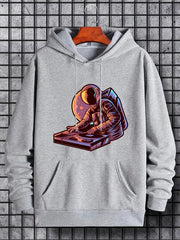 Anime Astronaut DJ Print Hoodie - Men's Graphic Pullover Hoodie