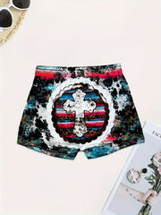 Allover Print Skinny Shorts for Women