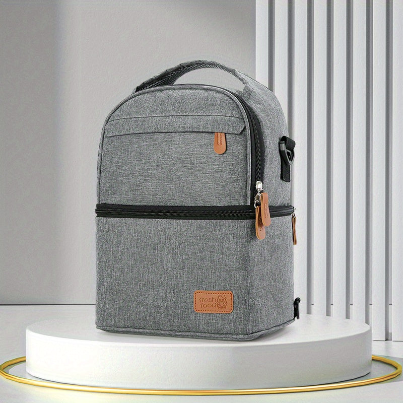 Deluxe Insulated Double Deck Lunch Box Bag for Adults Work Office & Picnics