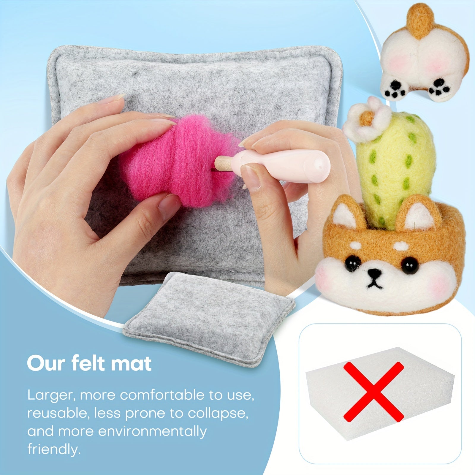 8pcs Wool Needle Felting Kit For Beginners DIY Art Craft Package