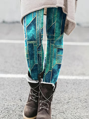 Geo Print Skinny Leggings Casual Elastic Waist Stretchy Leggings