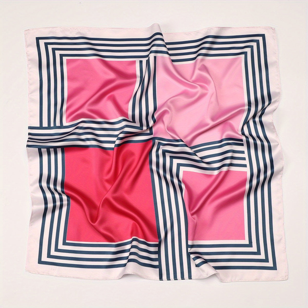Geometric Block Bandana Striped Print Square Scarf Women Head Wrap