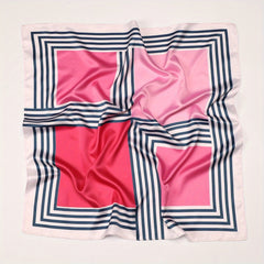 Geometric Block Bandana Striped Print Square Scarf Women Head Wrap