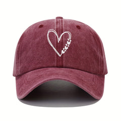 Butterfly Heart Print Baseball Cap Washed Distressed Adjustable Sports Sun Hats