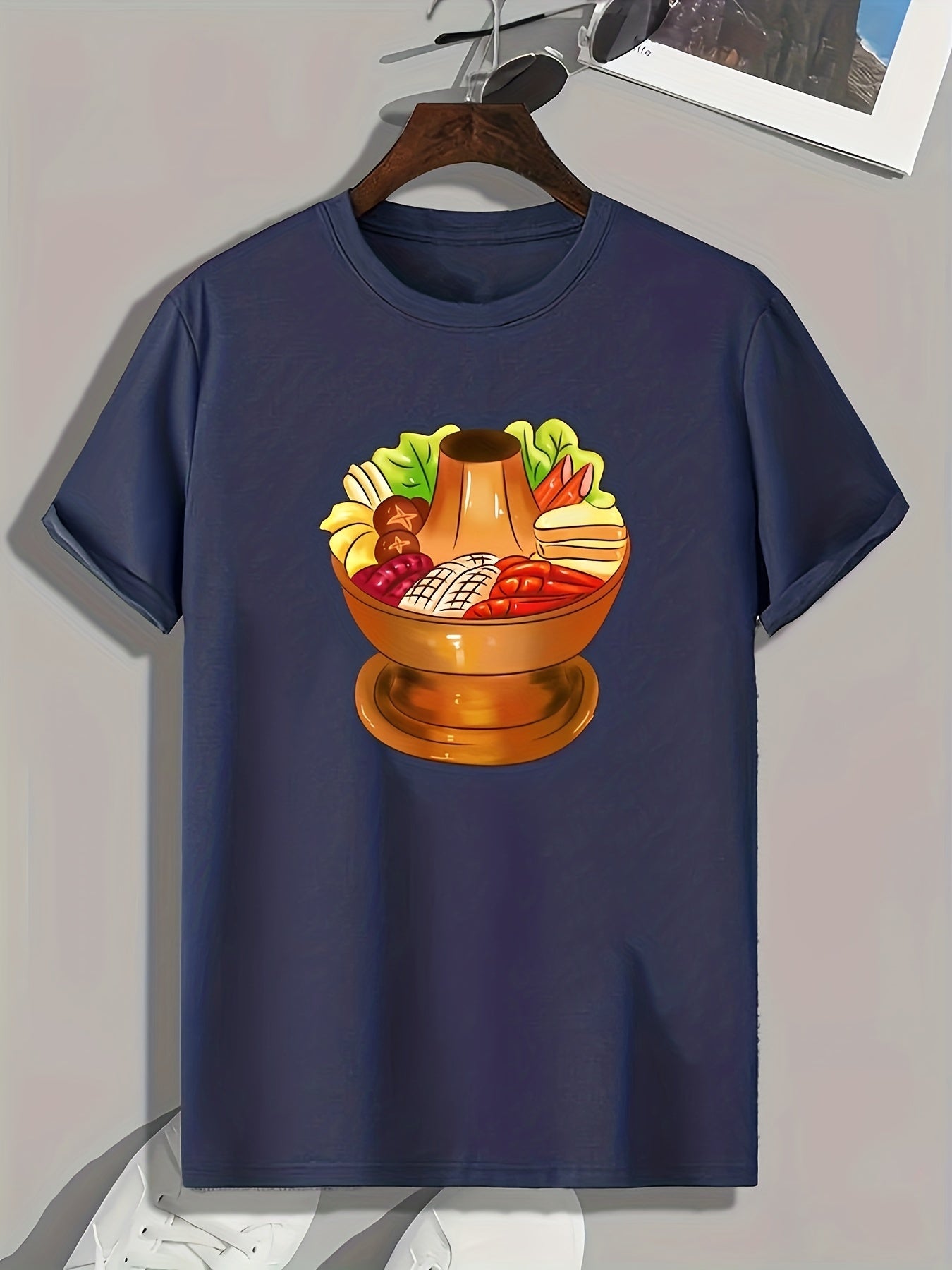 Hot Pot Print Men's Graphic T-shirt for Summer
