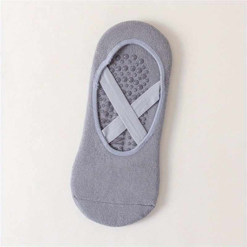 Cross Straps Yoga Socks Towel Bottom Non Slip Breathable Grippers