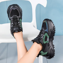 Women's Letter Lace up Chunky Sneakers Non slip Thick Sole Running Shoes