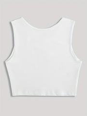 Letter Print Crew Neck Tank Top Sleeveless Crop Top