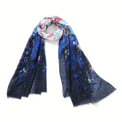 Gradient Causal Scarf Tie Dye Print Shawl Frayed Edge