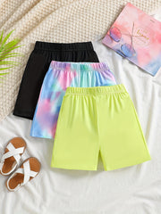 Floral Tie Dye Casual Biker Shorts For Toddler Kid Girls Summer