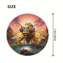 Round Machine Fly Pattern Mouse Pad 20x20cm