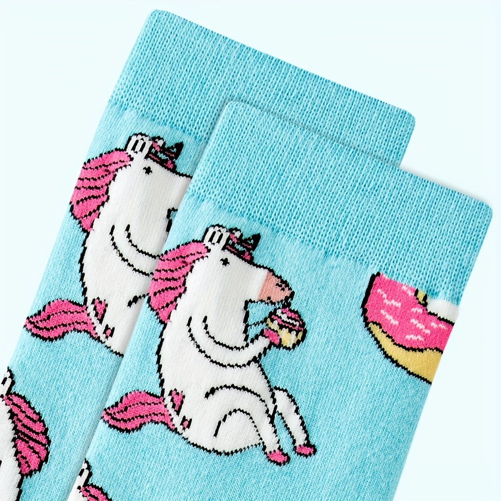 Unicorn Print Mid Tube Socks Women's Stockings