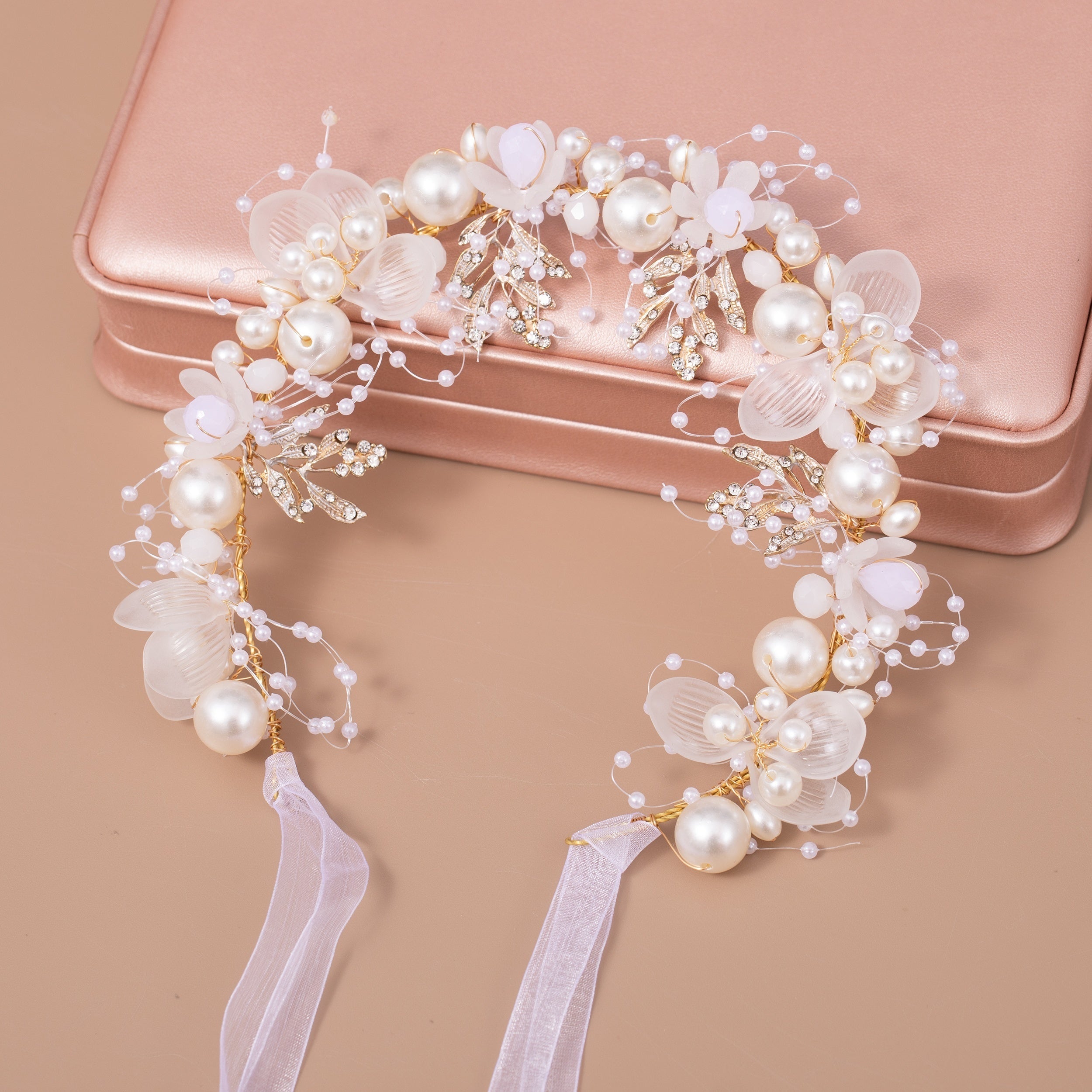 Floral Pearl Bridal Headband Flower Wedding Accessory