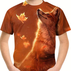 Boy's Fox Graphic T shirt Casual 3D Print Loose Tee Kid's Clothing For Summer
