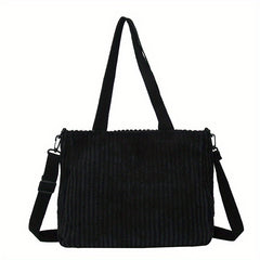 Large Capacity Corduroy Tote Bag Crossbody Handbag & Shoulder Purse