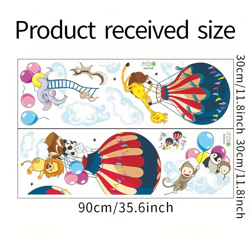 2pcs Animal Hot Air Balloon Wall Stickers Home Decoration
