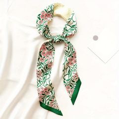Colorful Flower Birds Skinny Scarf Printed Neckerchief Hair Ribbon