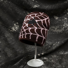 Spider Pattern Winter Warm Knitted Hat Casual Skull Hat