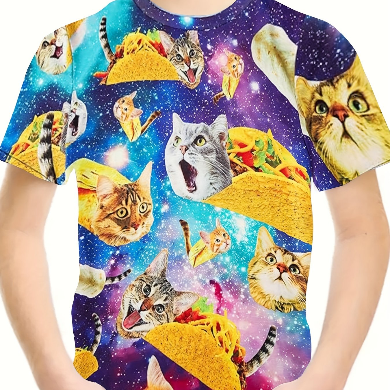 3D Sandwich Kitty Graphic Short Sleeve T shirt For Girls boys Sports Summer