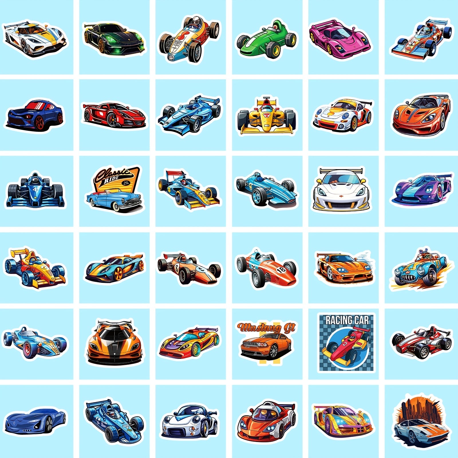 50pcs Racing Car Stickers Waterproof Vinyl Decals Laptop Skateboard Phone Water