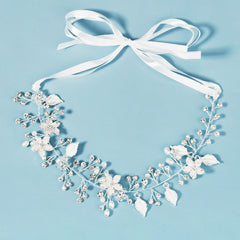 Bridal Headpiece Leaf Rhinestone Hair Pearl Crystal Party Headband