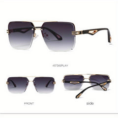 Men's Rimless Sunglasses Vintage Square Frame With Glasses Box