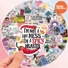 100pcs Humorous Quote Stickers for Laptops Phones Water Bottles Cars