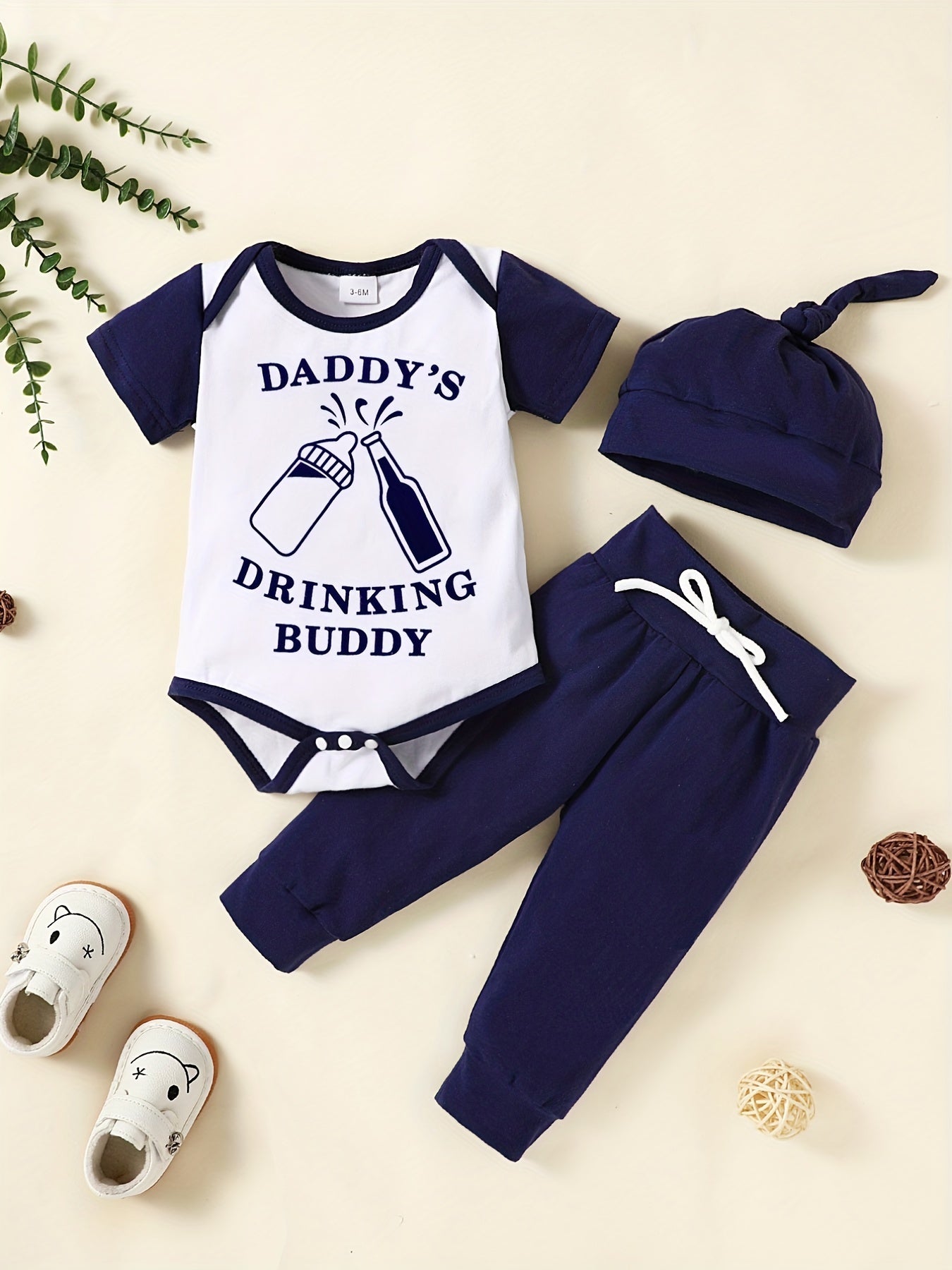 Casual DADDY AND ME Letter Print Outfit Baby Boys Set